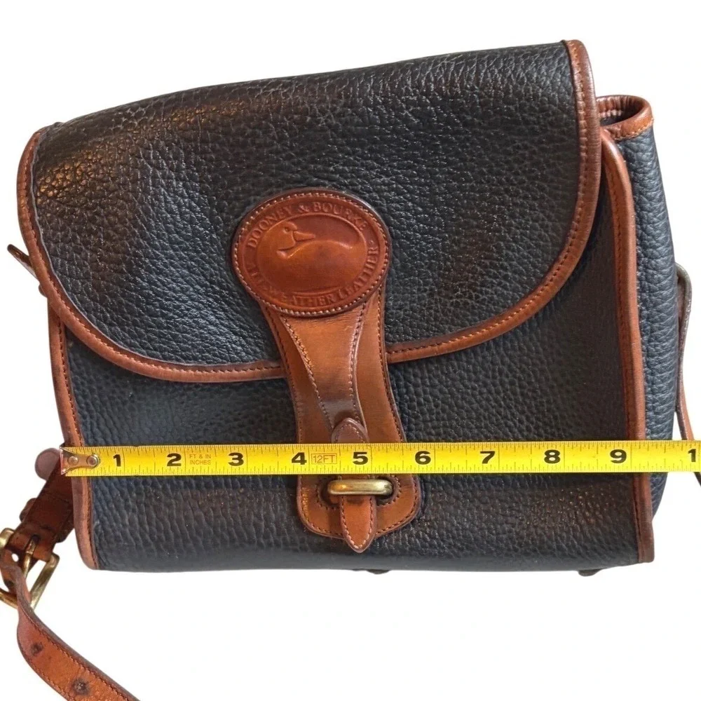 Dooney & Bourke All Weather Leather Vintage Navy‎  Crossbody Bag Brass Duck Fob